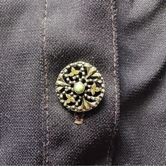 AGB Byer California Vintage Black Empire Waist Two Button Shirt, Versatile Style - Picture 7 of 10